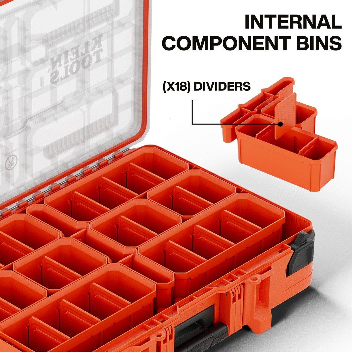 Klein 54400MBX MODbox Full Width Component Box with 9 Removable Bins and Clear IP65 Lid (1 Each) - 3