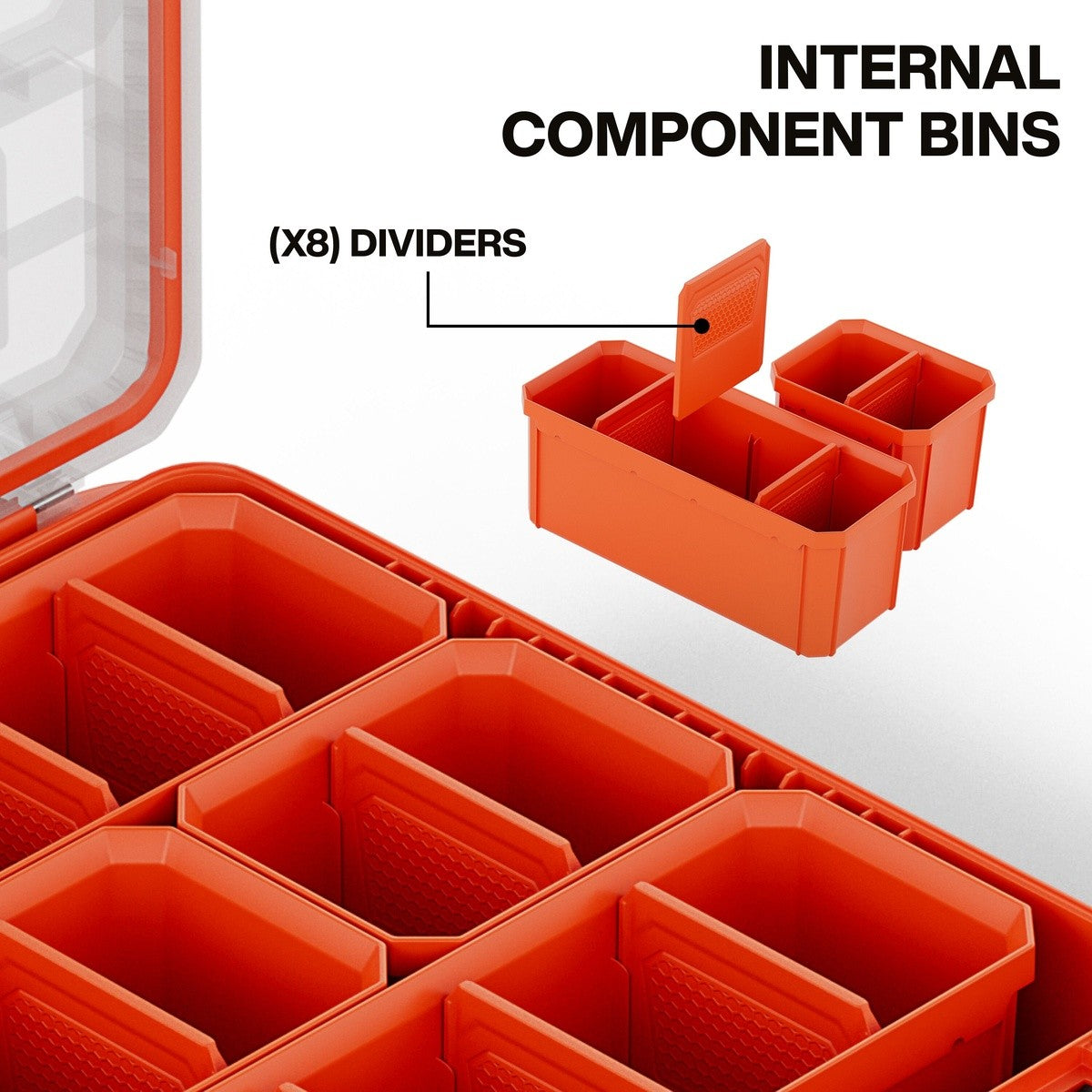 Klein 54500MBX MODbox Half Width Tall Component Box Organizer with Clear Stay-Put Lid IP65 Rated 10.9 in. x 15.5 in. x 5.2 in. (1 Pack) - 3