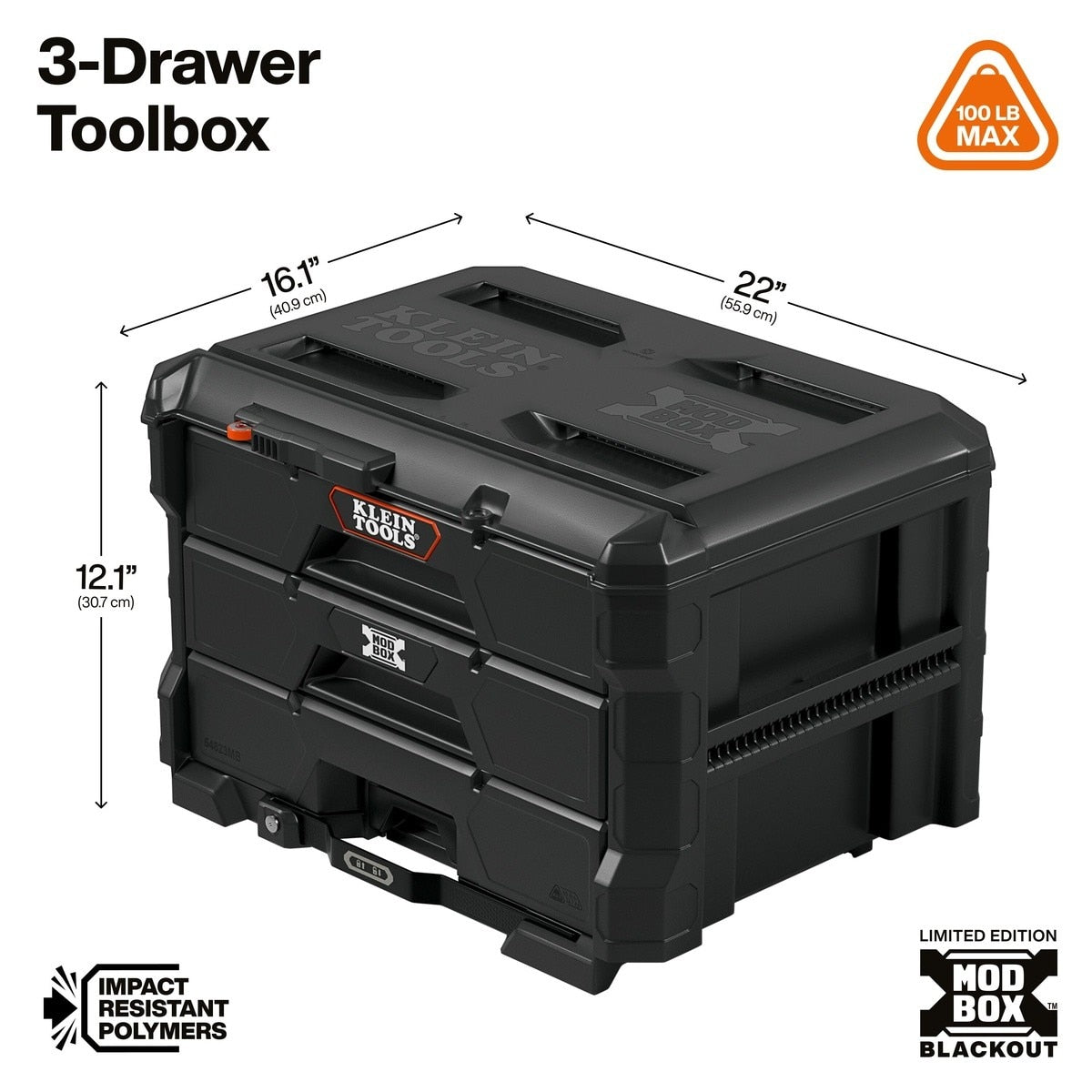 Klein 548BLKSTK MODbox Blackout Rolling Tool Storage Set with Drawers and Component Box (3 Piece Set) - 6