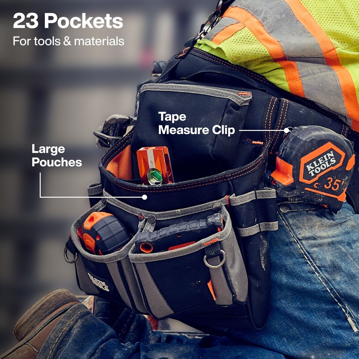 Klein 55896 Tool Rig with Suspenders Adjustable 30 to 52" Waist 23 Pockets - 3