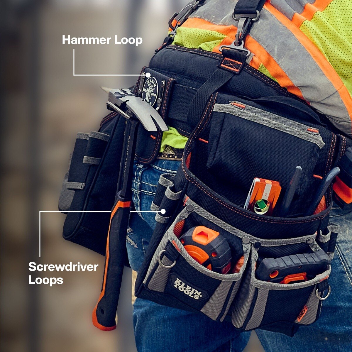 Klein 55896 Tool Rig with Suspenders Adjustable 30 to 52" Waist 23 Pockets - 4