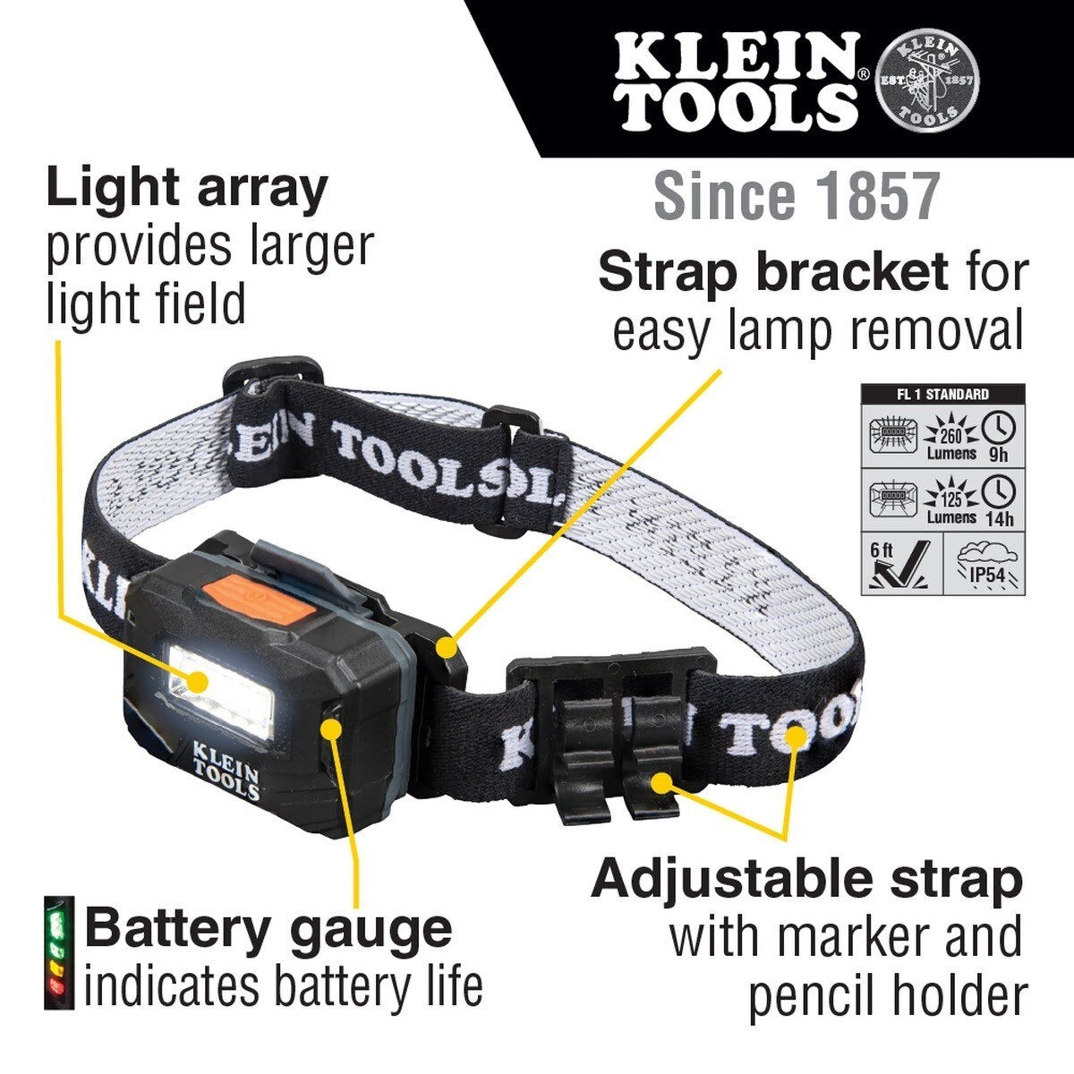 Klein 56049 Rechargeable Light Array LED Headlamp with Adjustable Strap - 2
