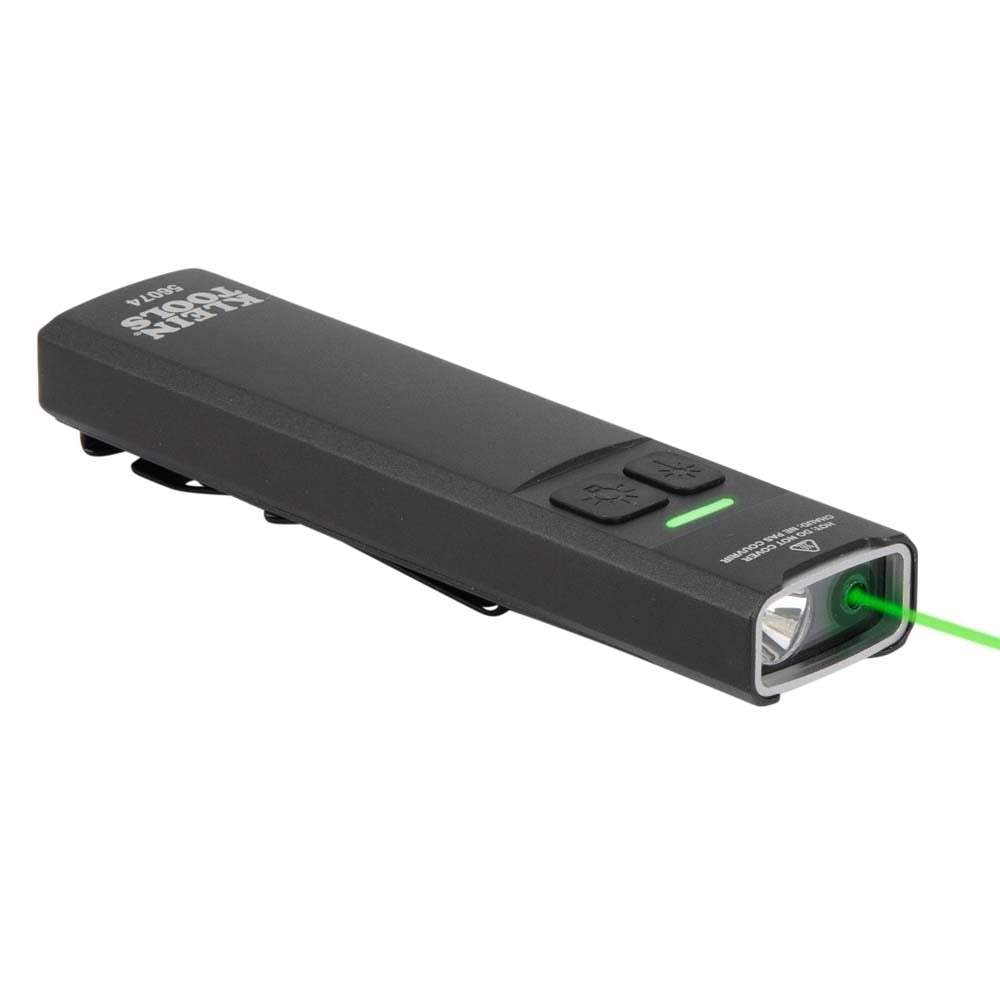 Klein 56074 Klein Slim-Profile LED Pocket Flashlight with Laser Rechargeable USB-C Compact Design