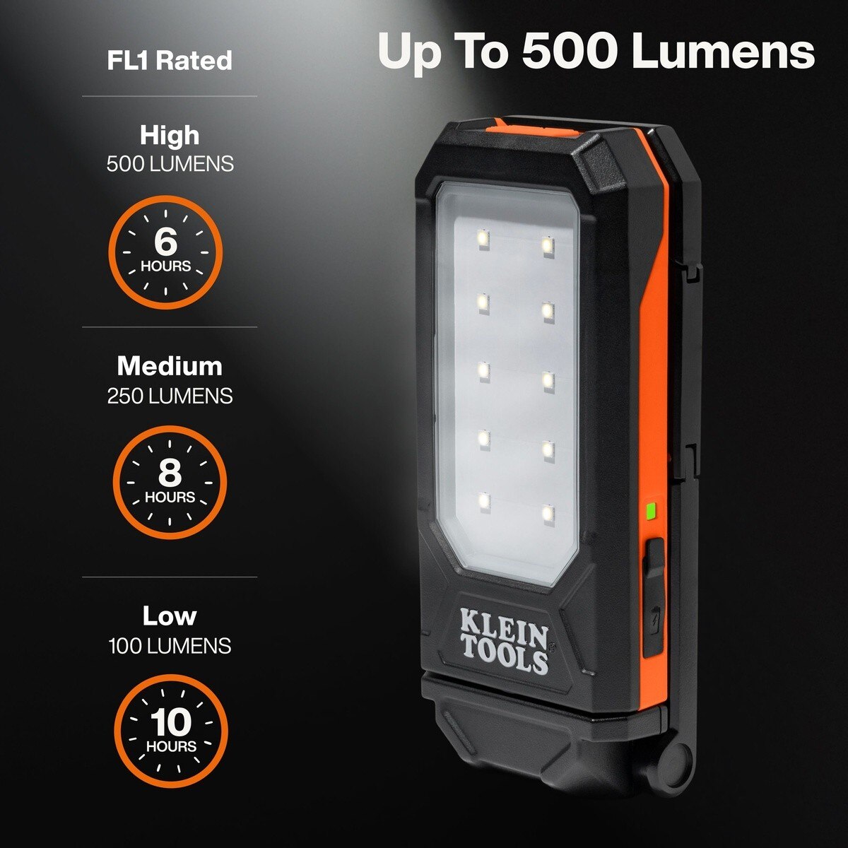 Klein 56079 Slim Rechargeable 500 Lumen LED Work Light with Magnet Kickstand USB C - 2