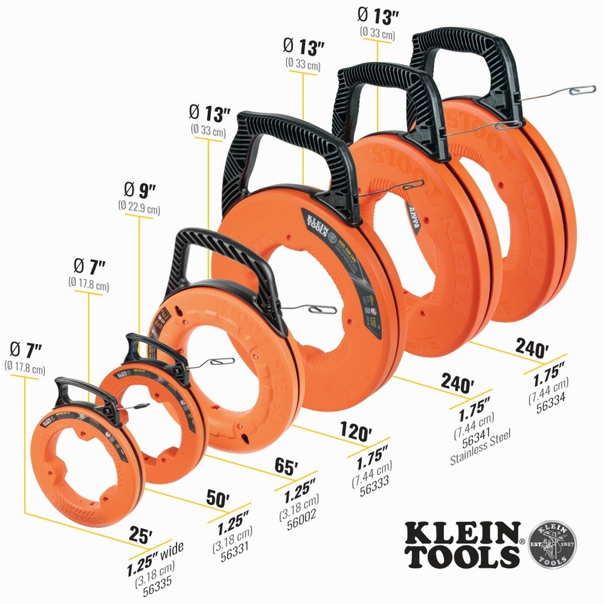 Klein 56335 Wide Steel Fish Tape, 1/4-Inch x 25-Foot - 10