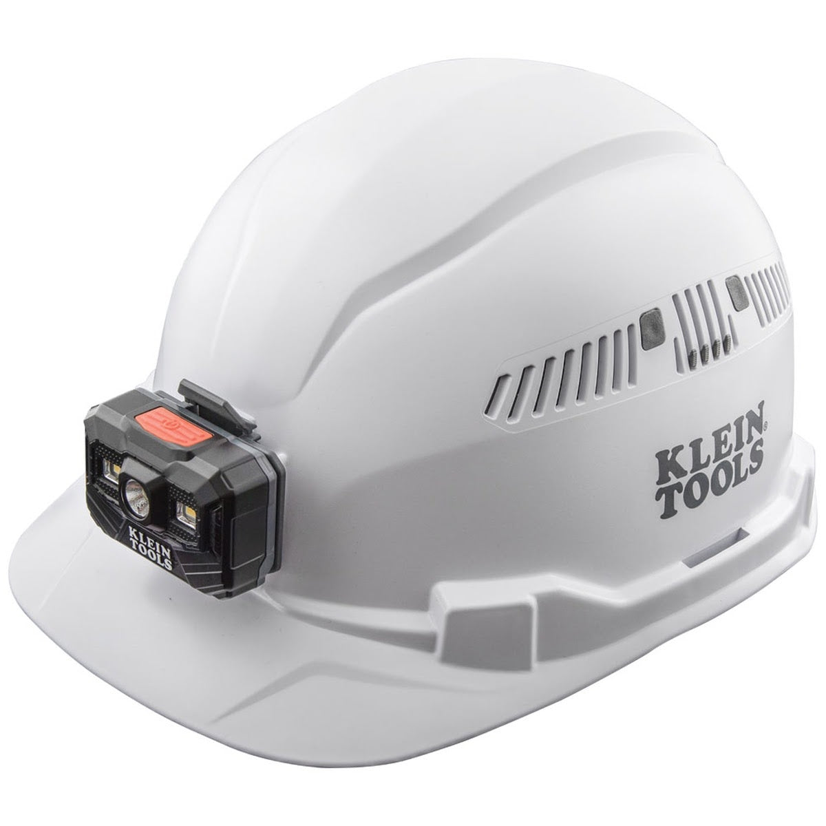 Klein 60113RL Hard Hat, Vented Cap Style with Rechargeable Headlamp, White (Each)
