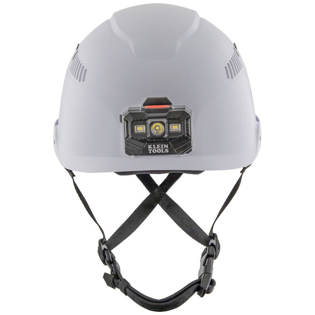 Klein 60150 Safety Helmet, Vented Class C with Rechargeable Headlamp, White (Each)