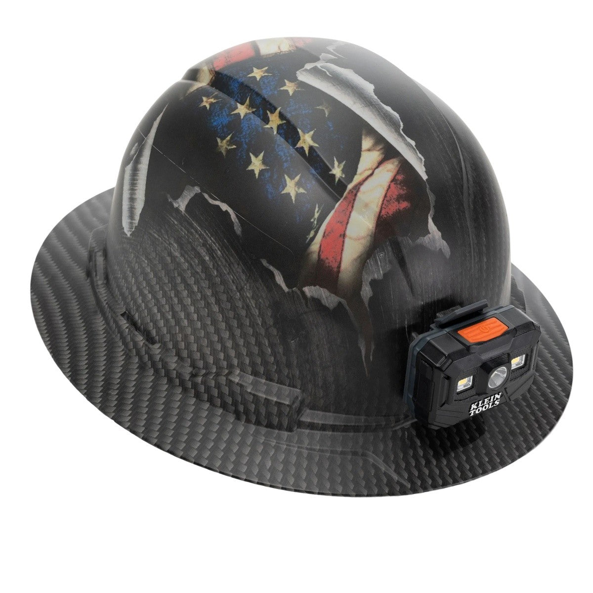 Klein 60346FS Non-Vented Full Brim Class E Hard Hat with Rechargeable Headlamp
