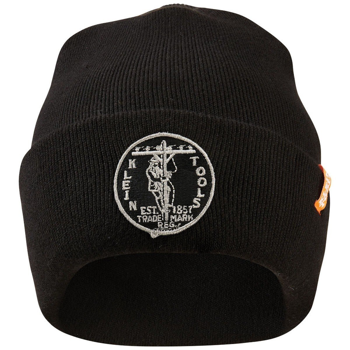 Klein 60388 Heavy Knit Hat, Black, Vintage Patch Logo (One Size Fits Most)