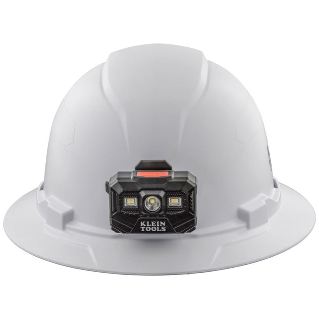 Klein 60406RL Hard Hat, Non-Vented, Full Brim with Rechargeable Headlamp, White (Each)