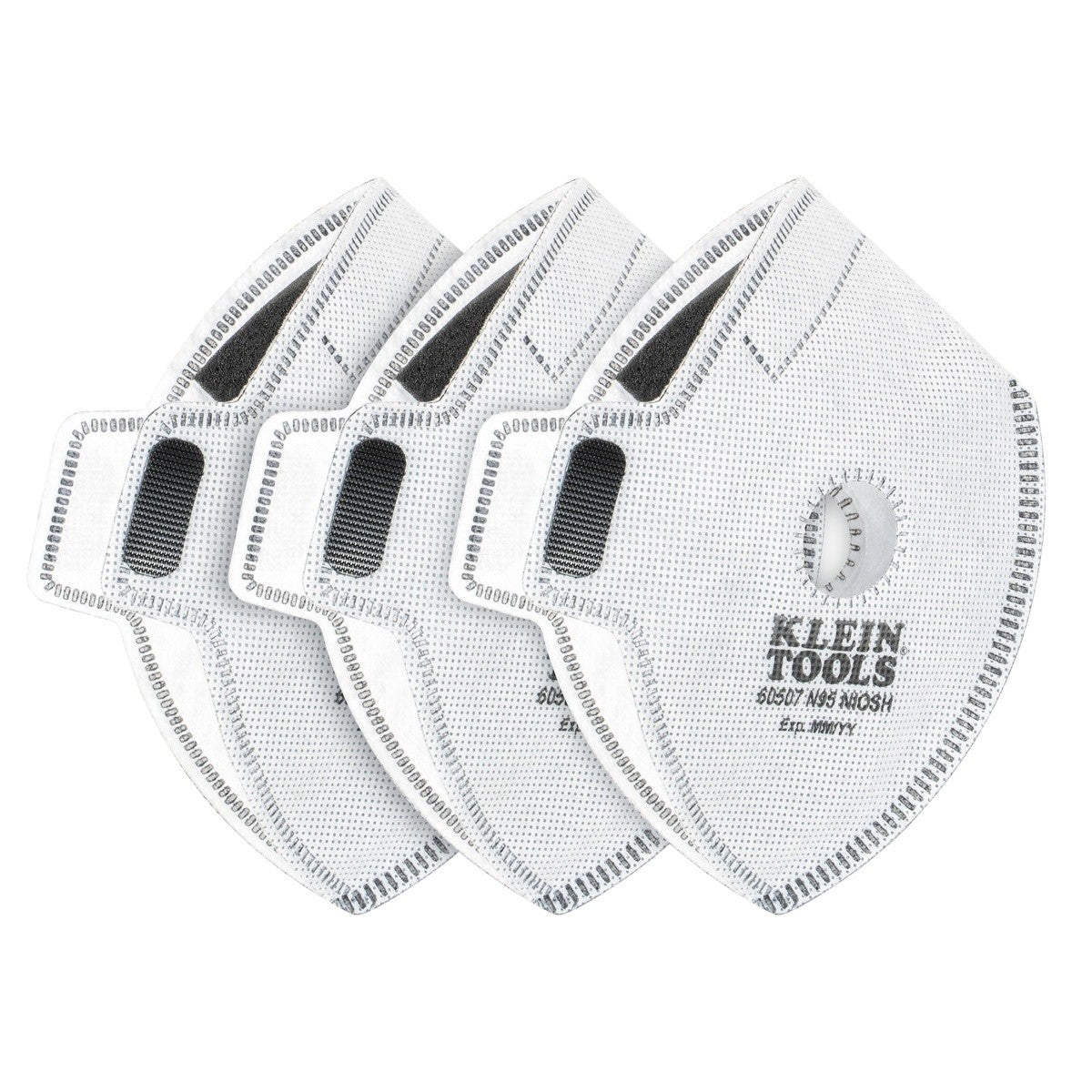 Klein 60507 NIOSH N95 Replacement Filters for Reusable Face Mask with Hook and Loop Fasteners 4.8 in. x 6 in. (3 Pack)