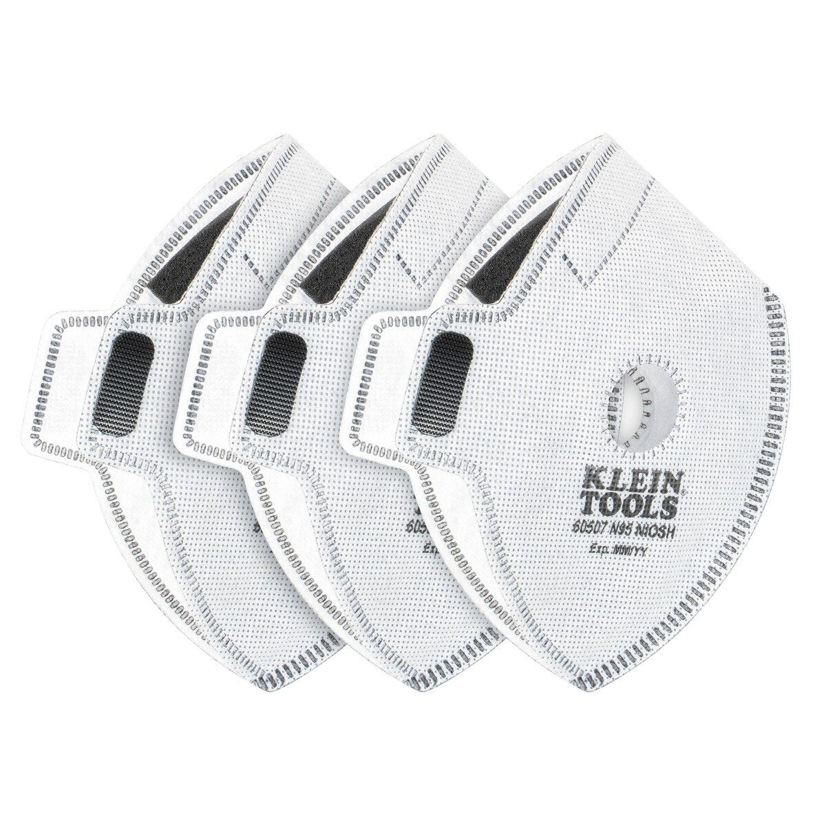 Klein 60507 NIOSH N95 Replacement Filters for Reusable Face Mask with Hook and Loop Fasteners 4.8 in. x 6 in. (3 Pack)