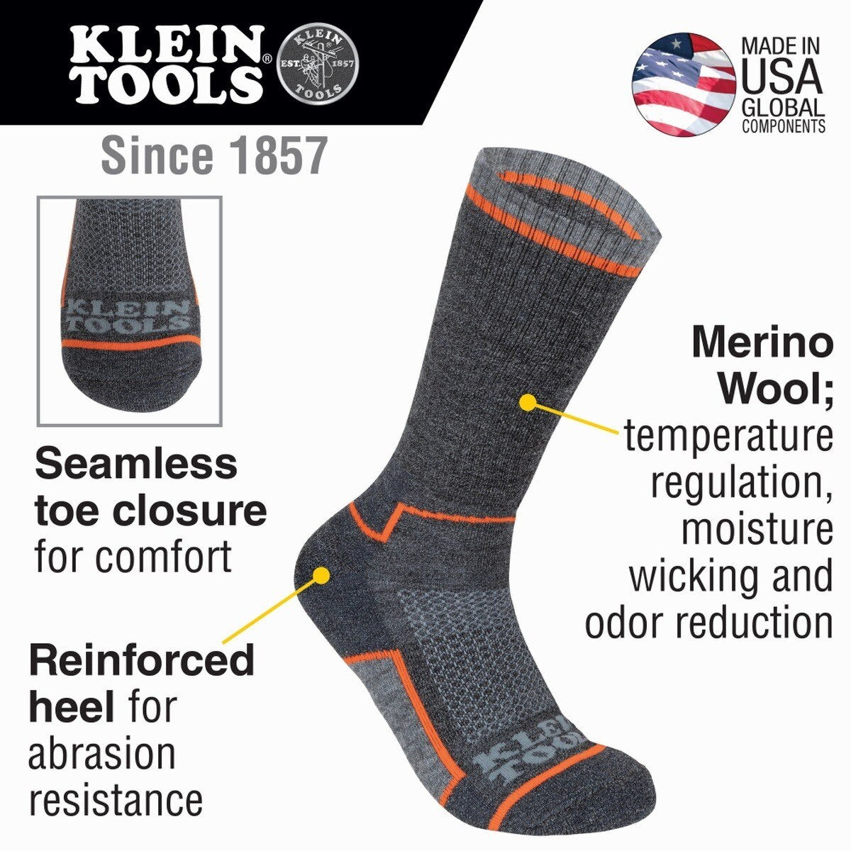 Klein 60508 Performance Thermal Socks, Large (1 Pair) - 2