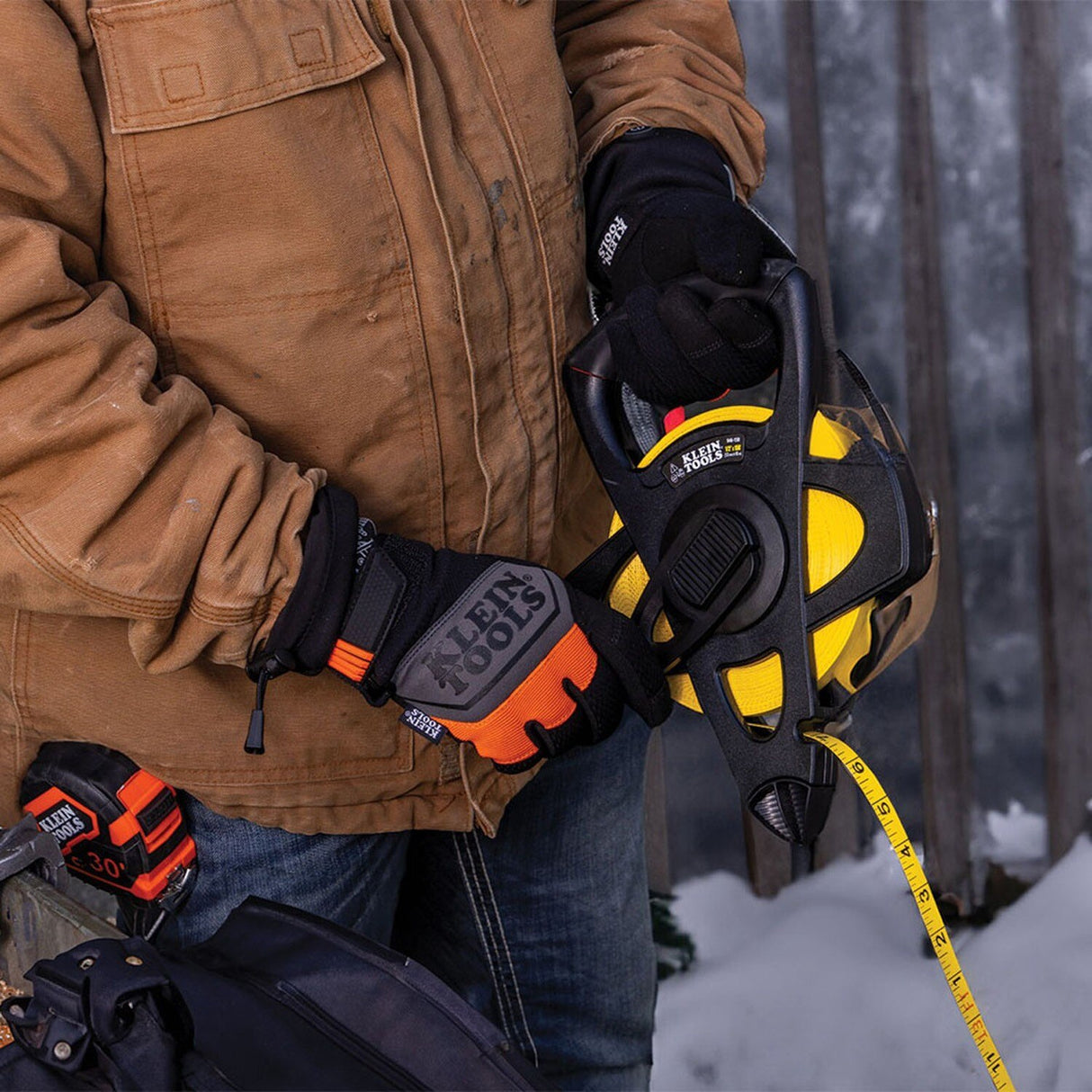 Klein 60795 Rechargeable Heated Work Glove Liners with Knit Dipped Gloves, Large - 8