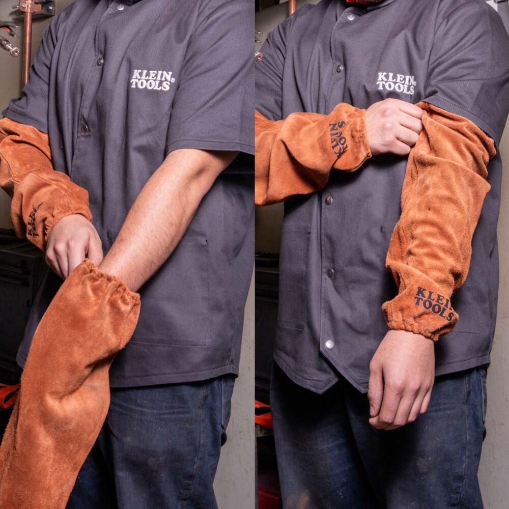 Klein 60834 Flame-Resistant Leather Welding Sleeves - 5