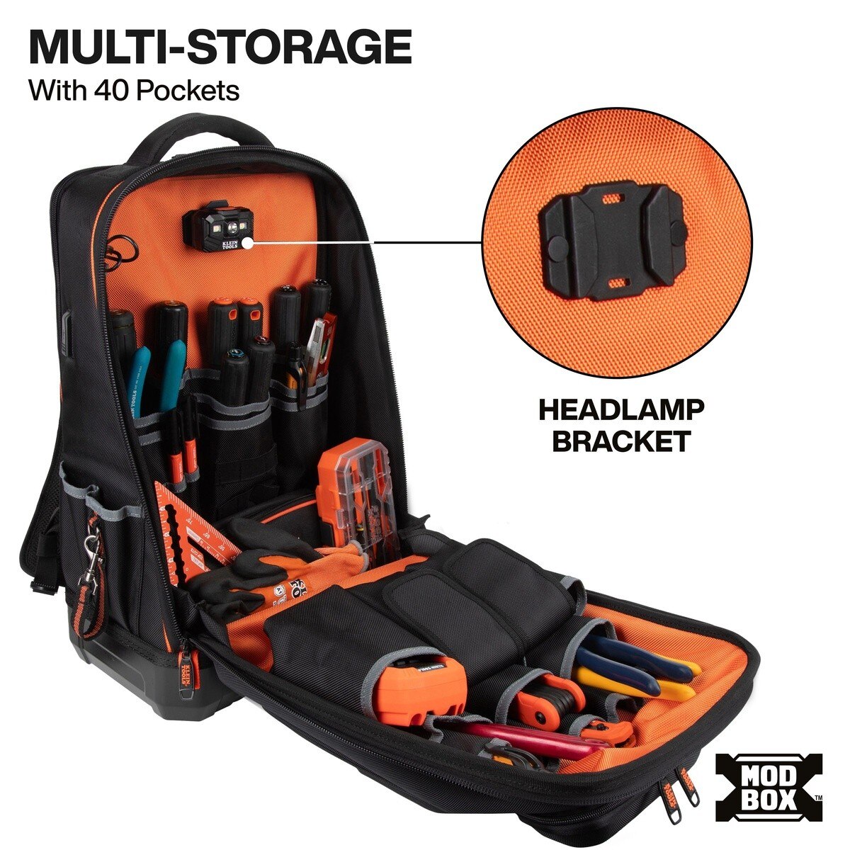 Klein 62809MB MODbox Hardshell Tool Backpack 40 Pockets 14.25 x 12.5 x 22" - 2