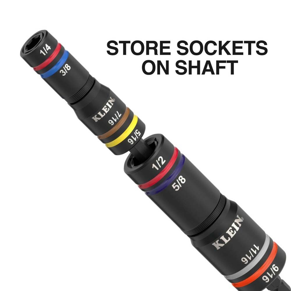 Klein 653QS KNECT Quad-12 Deep-Well Heavy-Duty Impact Flip Sockets, SAE, 6-Piece - 5