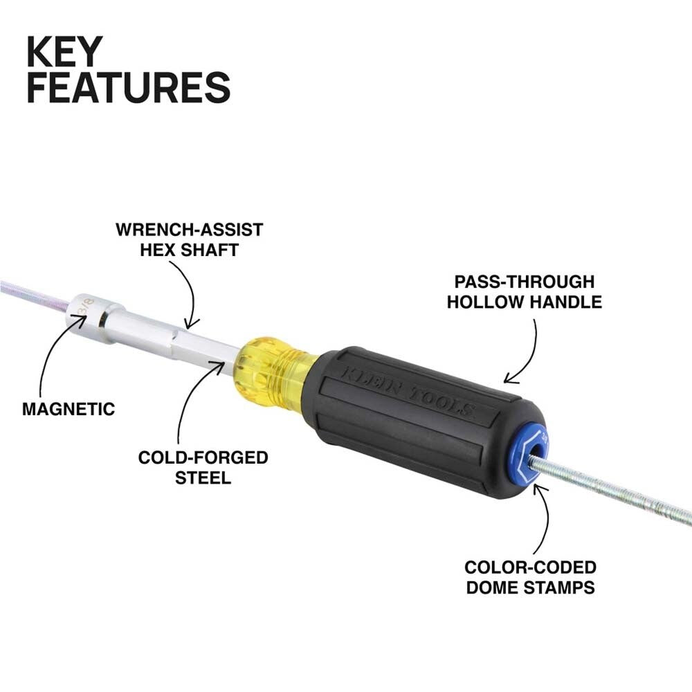 Klein 65438MAG Color-Coded Magnetic Hollow-Shaft Heavy-Duty Nut Driver, 3/8-Inch - 2
