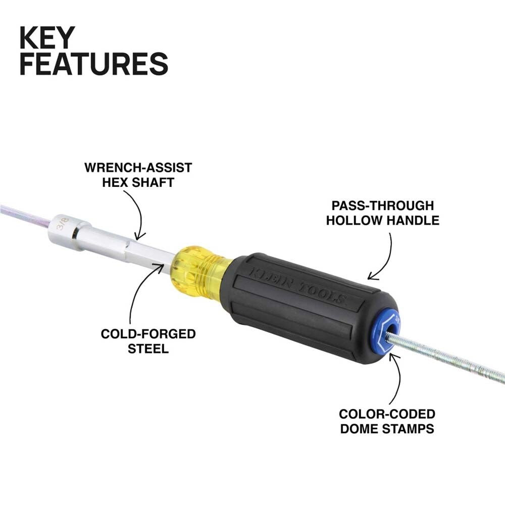 Klein 65438 Color-Coded Hollow-Shaft Heavy-Duty Nut Driver, 3/8-Inch - 2
