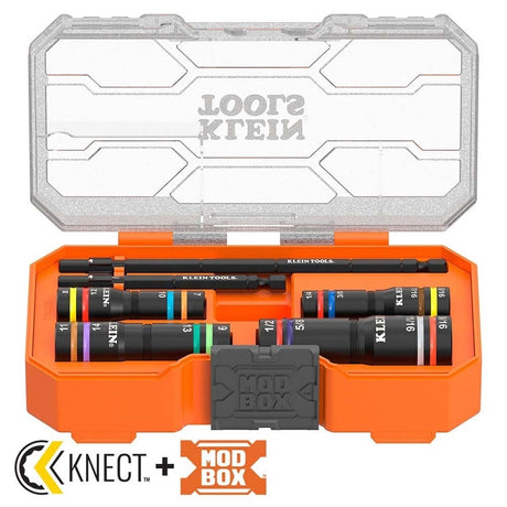 Klein 654QS KNECT Quad-16 Heavy-Duty Impact Flip Sockets, SAE and Metric, 6-Piece