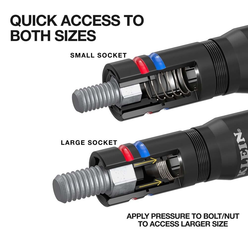 Klein 654QS KNECT Quad-16 Heavy-Duty Impact Flip Sockets, SAE and Metric, 6-Piece - 3