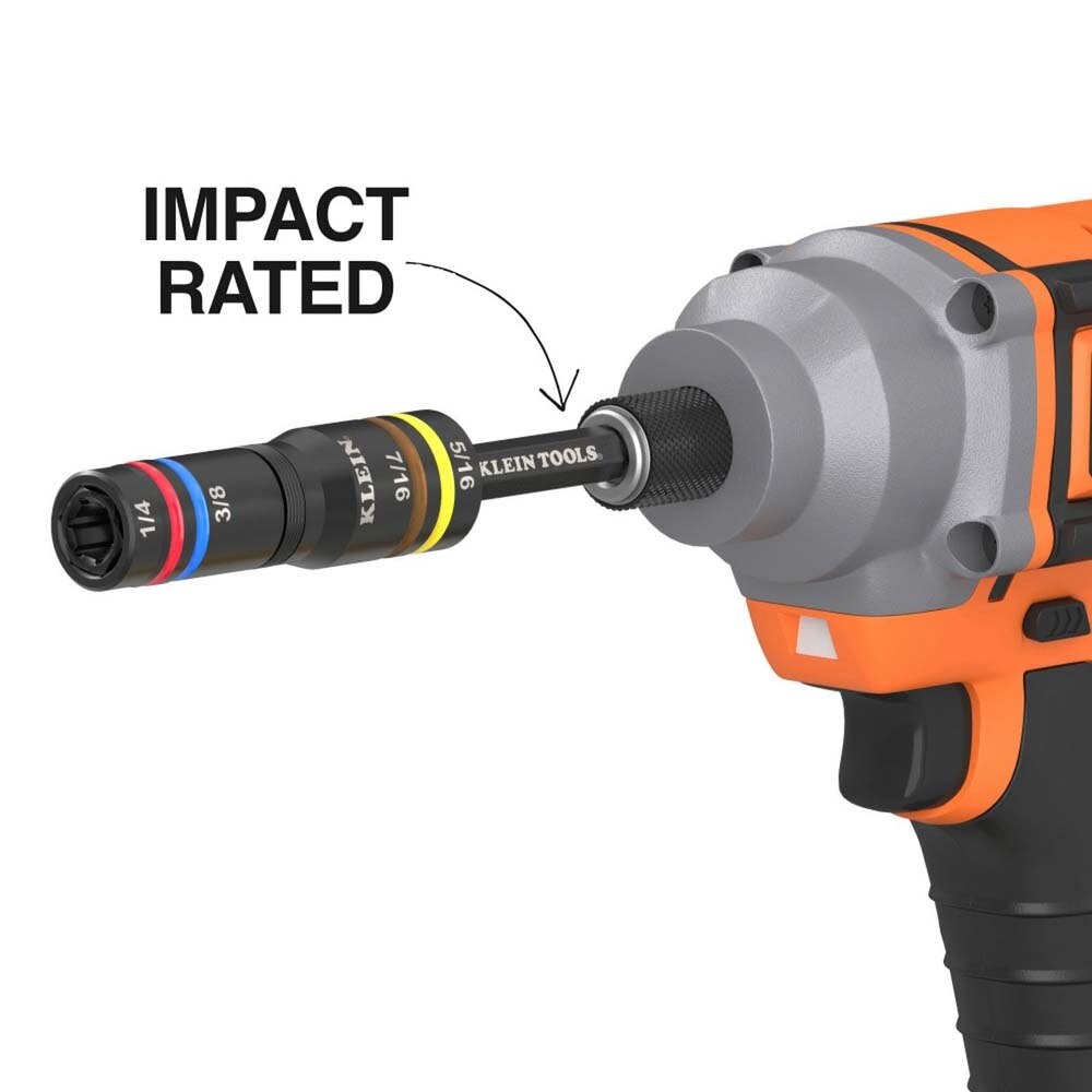 Klein 654QS KNECT Quad-16 Heavy-Duty Impact Flip Sockets, SAE and Metric, 6-Piece - 6