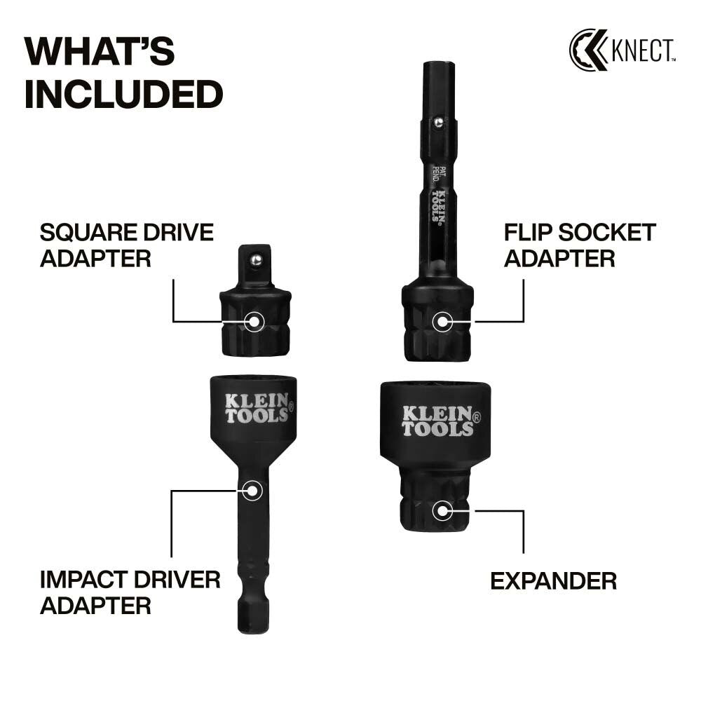 Klein 65KADPS KNECT (S) Impact Socket Adapter Set for Fasteners and Impact Driver - 2