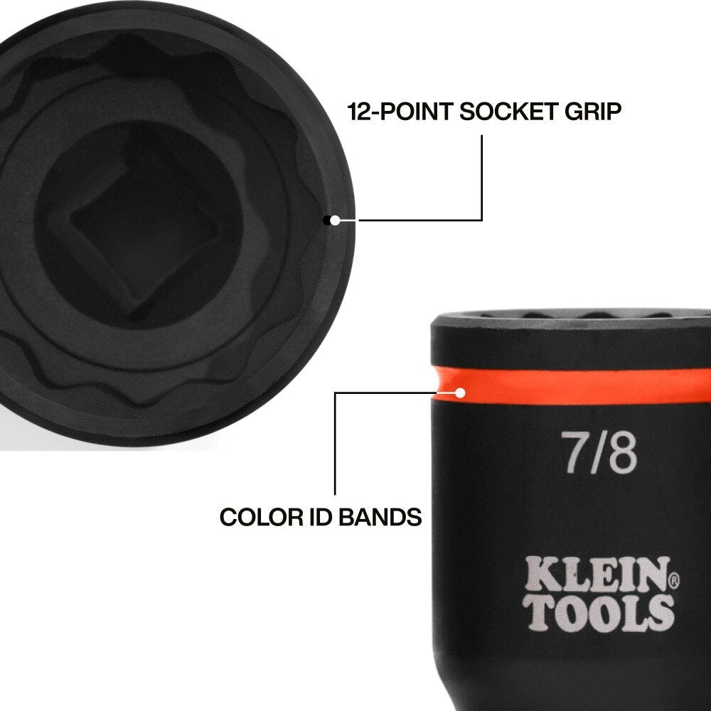 Klein 66055 2-in-1 Impact Flip Socket Set for Linemen with Color ID Bands (5 Piece) - 3