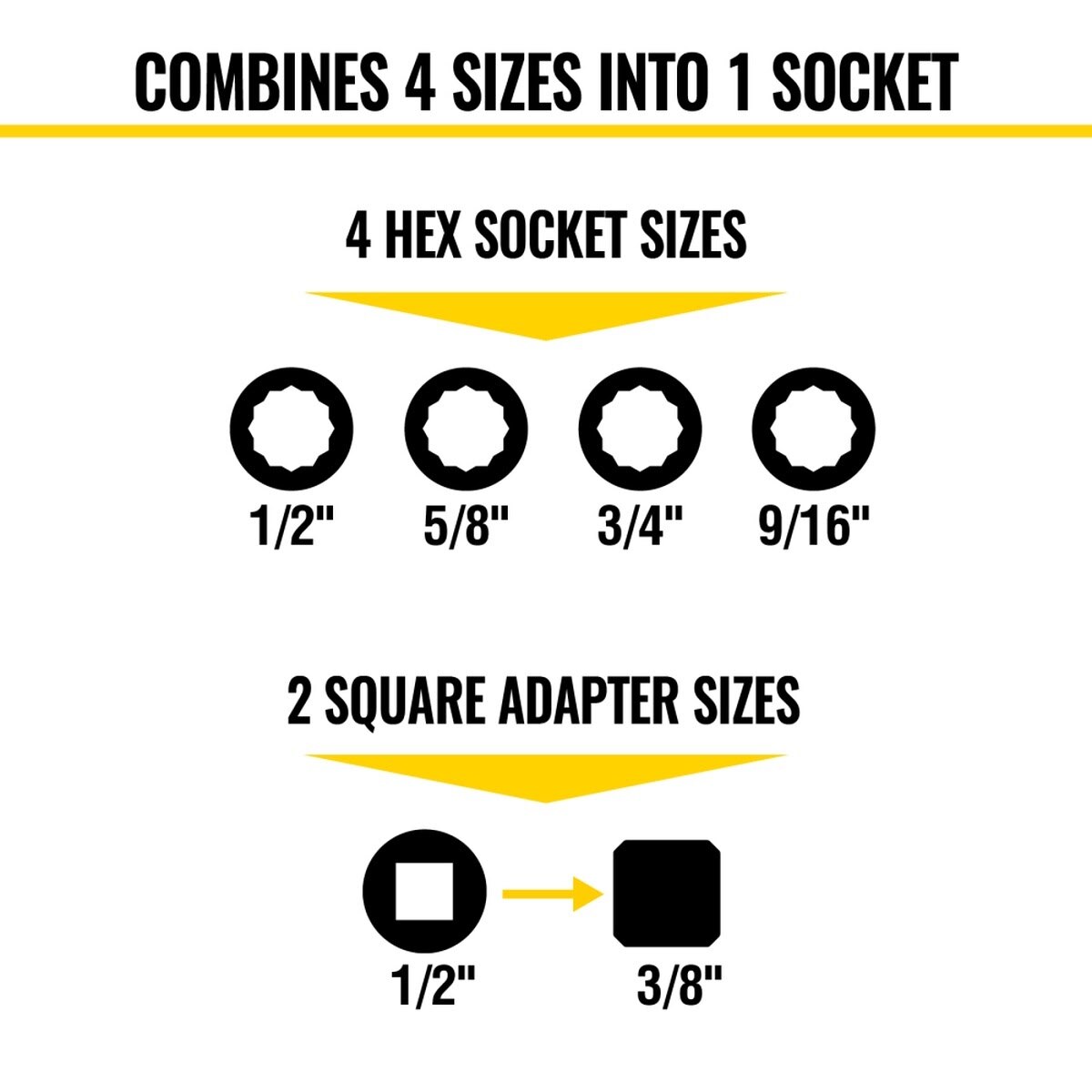 Klein 66069 Flip Quad Socket Adapter, 1/2 to 3/8 Inch - 6