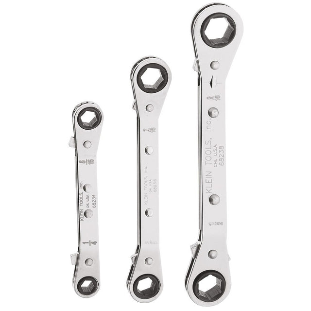 Klein 68244 Reversible Ratcheting Box Wrench Set, 3-Piece