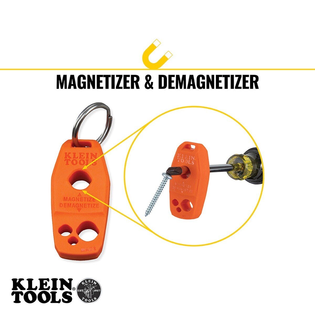 Klein 85148 Cushion-Grip Screwdriver Set with Magnetizer and Demagnetizer, 1.5" to 6" Shanks (9-Piece Set) - 4