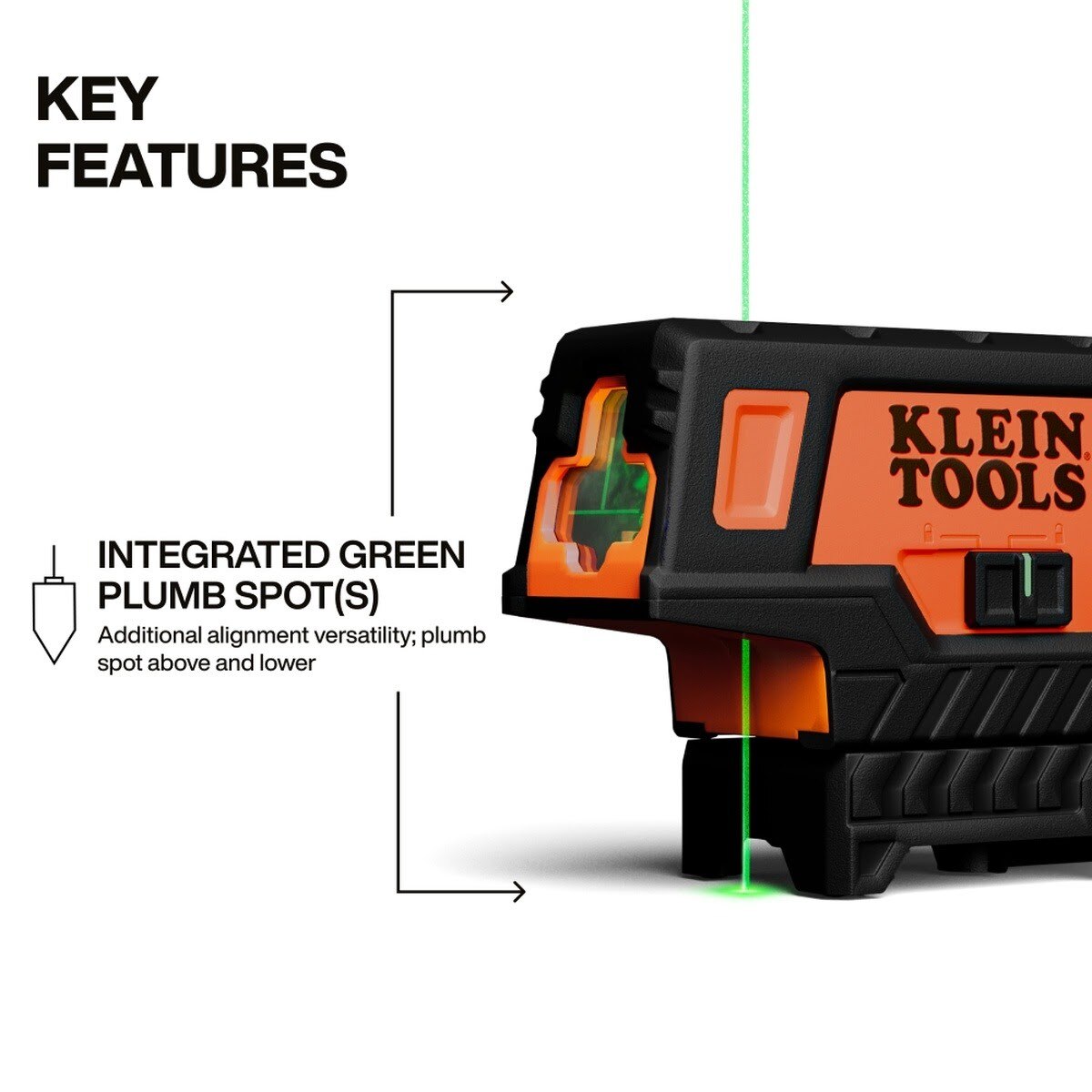 Klein 93MCLPG Compact Green Cross-Line Laser Level with Plumb Spot - 3