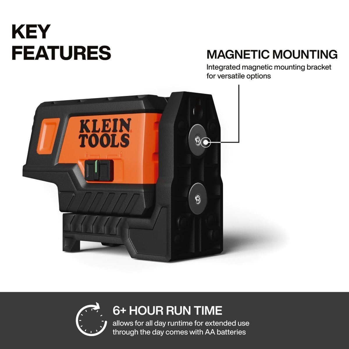 Klein 93MCLPG Compact Green Cross-Line Laser Level with Plumb Spot - 4