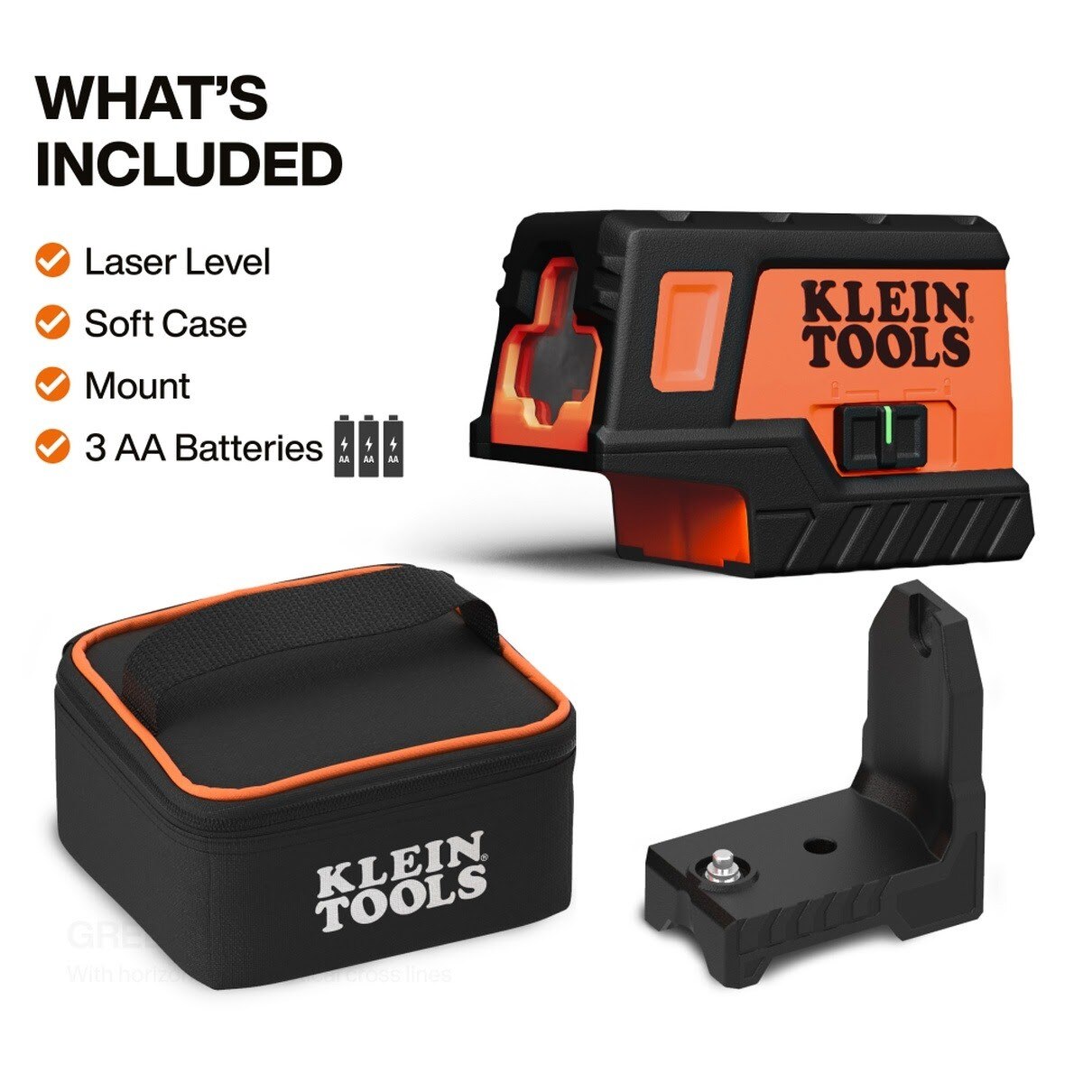 Klein 93MCLPG Compact Green Cross-Line Laser Level with Plumb Spot - 5