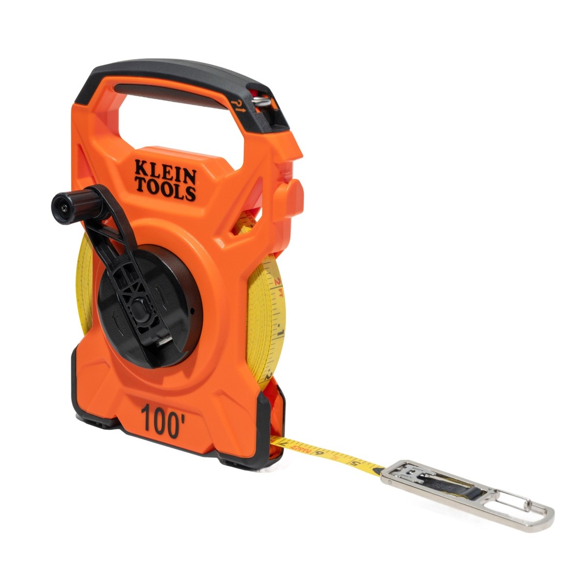 Klein 94100RT 100' Open Reel Tape Measure with Single Hook and Carabiner