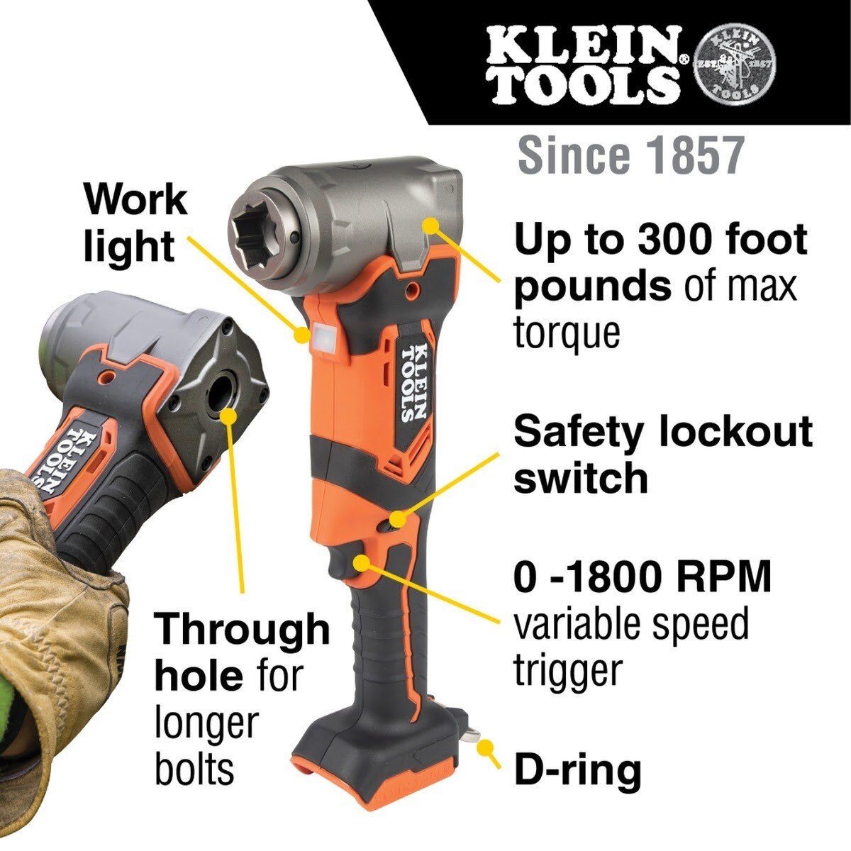 Klein BAT20LW 90-Degree Impact Wrench (Tool Only) - 2