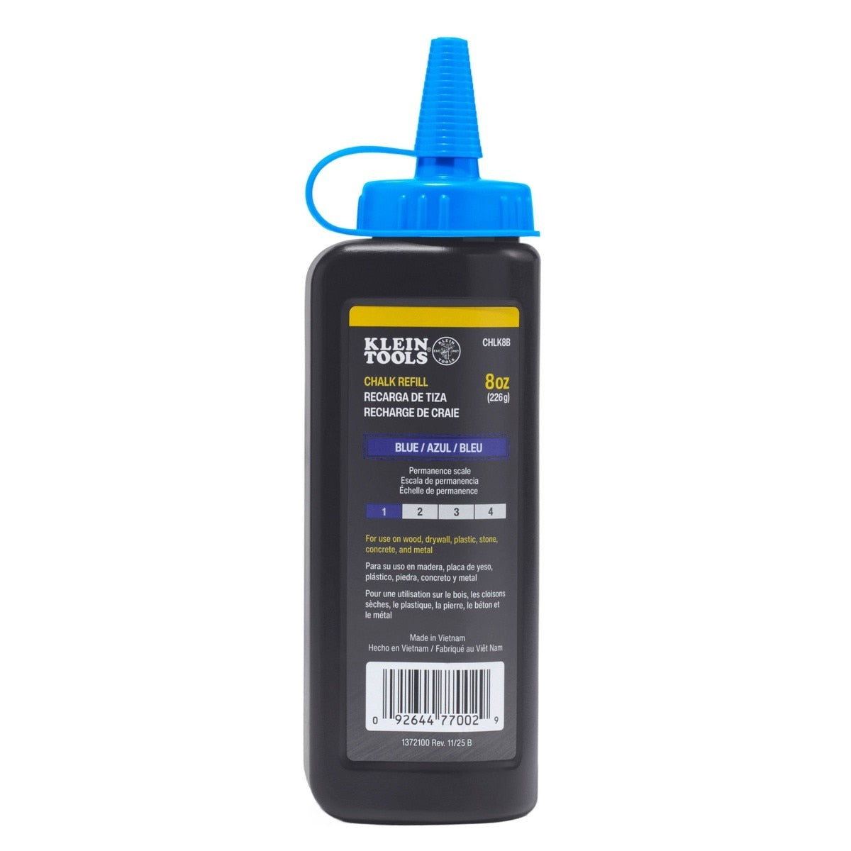 Klein CHLK8B 8 oz Blue Chalk Refill Bottle Fade and Water Resistant