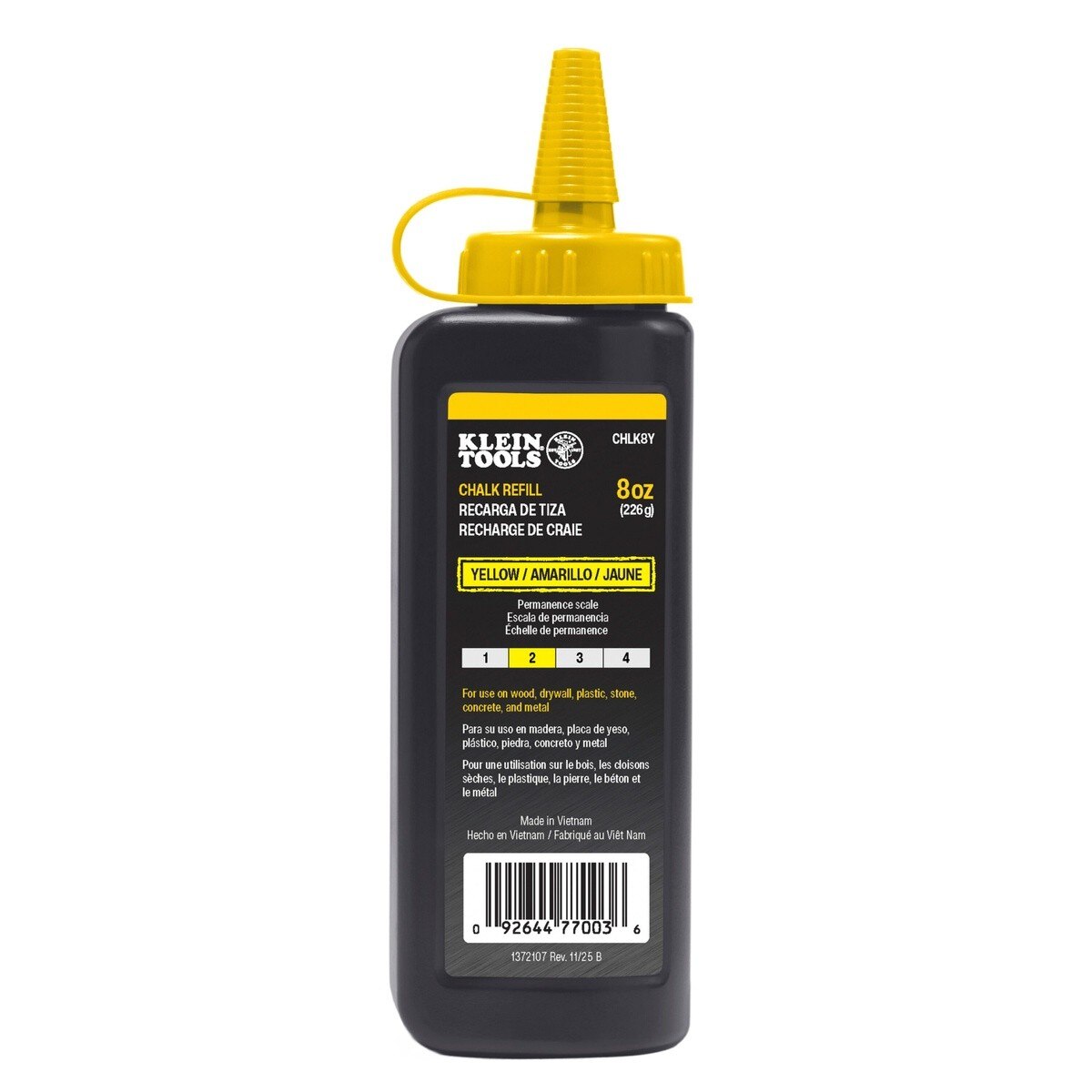 Klein CHLK8Y 8 Ounce Yellow Chalk Refill Bottle for Chalk Reels