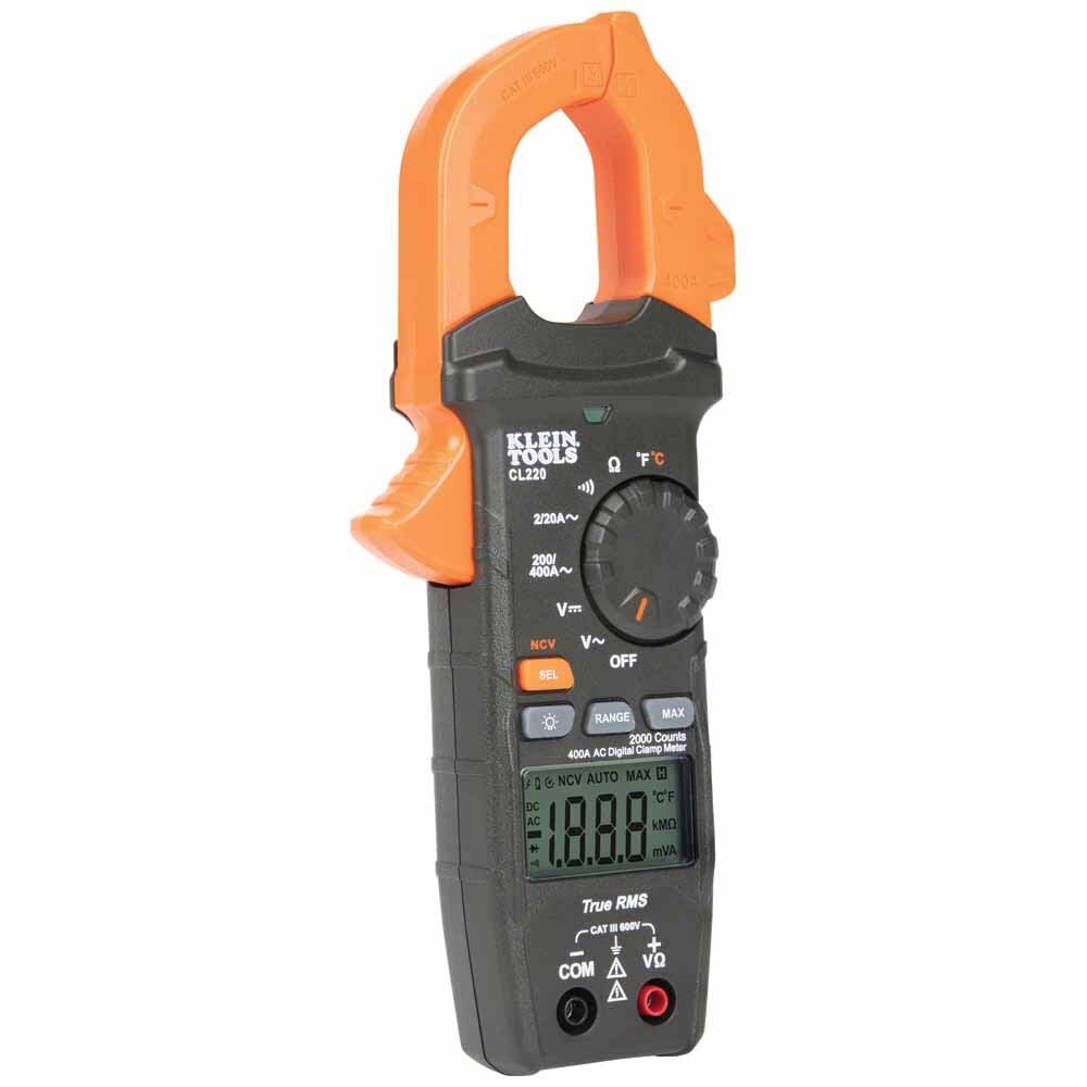 Klein CL220 Digital Clamp Meter, AC Auto-Ranging 400 Amp with Temp - 4