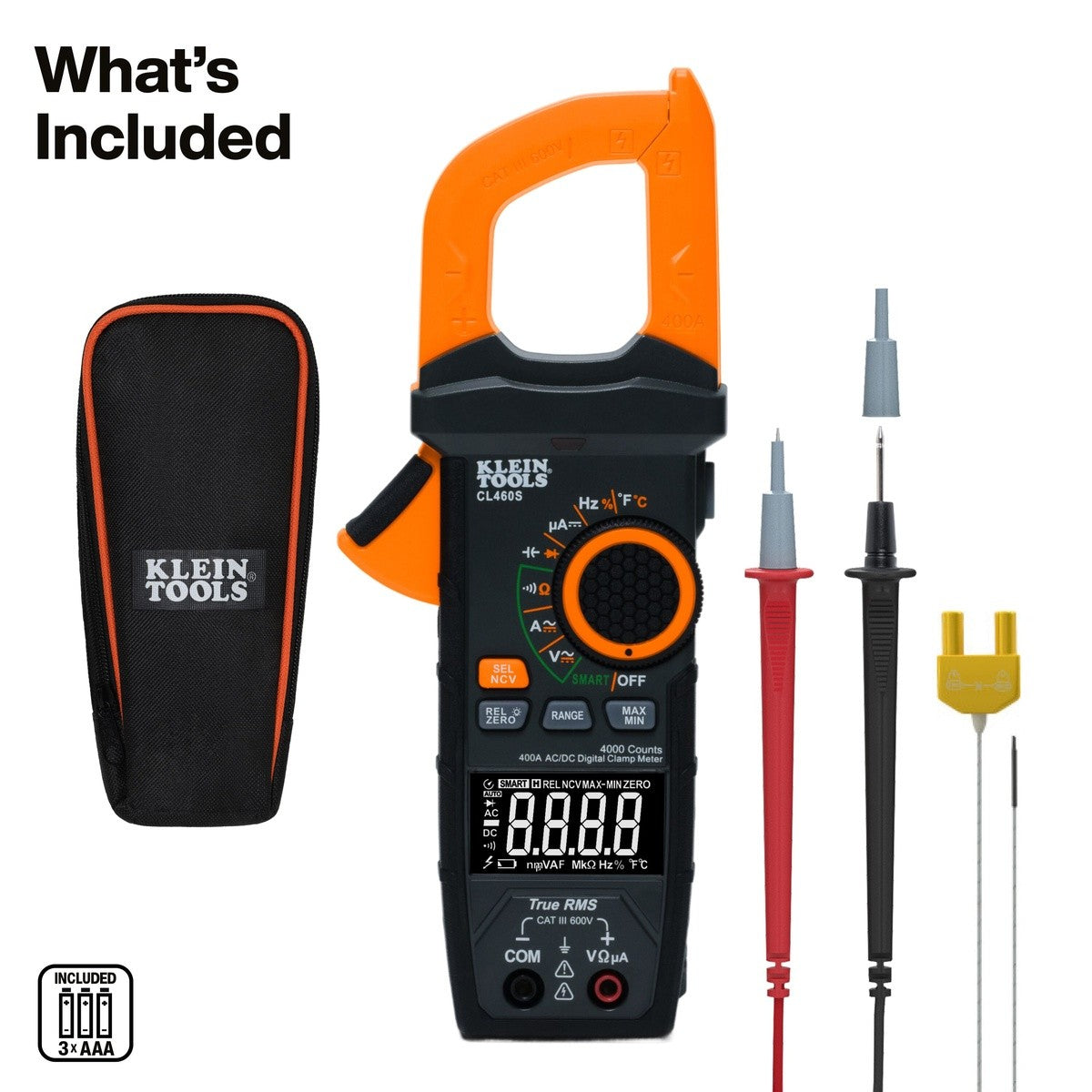 Klein CL460S 400A AC/DC Smart Auto-Ranging Digital Clamp Meter with TRMS Backlit Display - 2
