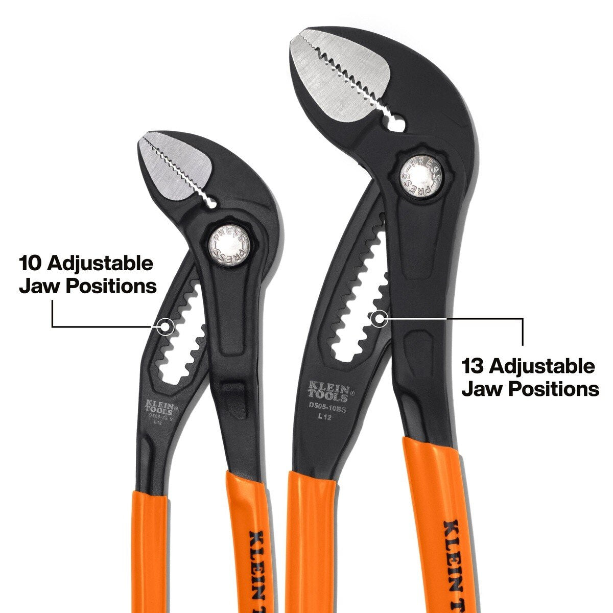 Klein D5052BSKIT Straight Jaw Quick-Adjust Pump Pliers Set 7" and 10" (2 Piece) - 4