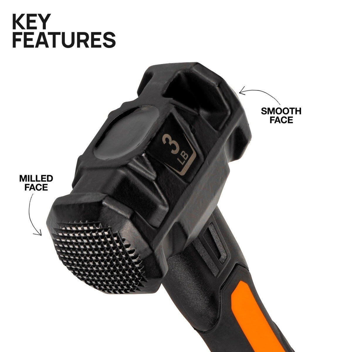 Klein H80693 Dual-Faced Fiberglass Handle Hammer (3 lb) - 2