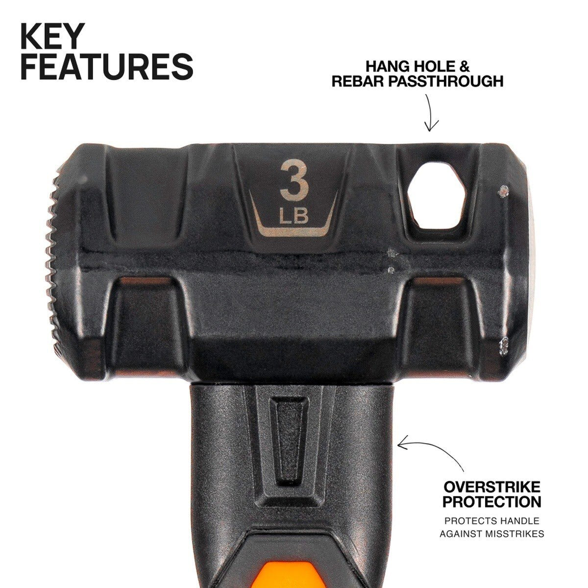 Klein H80693 Dual-Faced Fiberglass Handle Hammer (3 lb) - 3