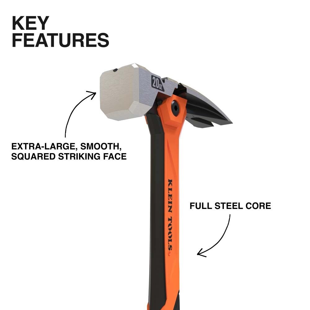 Klein H81022 Milled Face Vibration-Reducing Hammer for Precise Nail Driving - 3