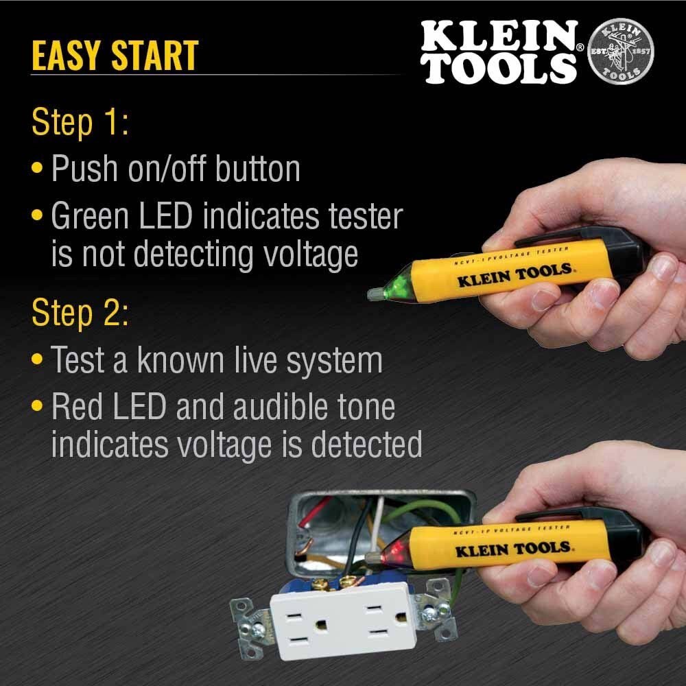 Klein NCVT1P Non-Contact Voltage Tester Pen, 50 to 1000V AC - 8