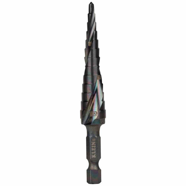 Klein Tools QRST01 Step Drill Bit, Quick Release, Spiral Flute, 1/8 to 1/2-Inch