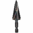 Klein Tools QRST03 Step Drill Bit, Quick Release, Spiral Flute, 1/4 to 3/4-Inch