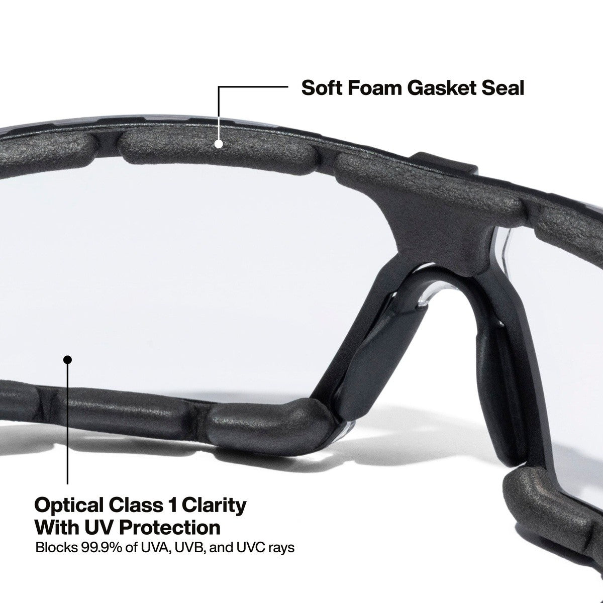 Klein Tools 03608 Low Profile Gasket Safety Glasses with Clear Lens and Removable Strap - 3