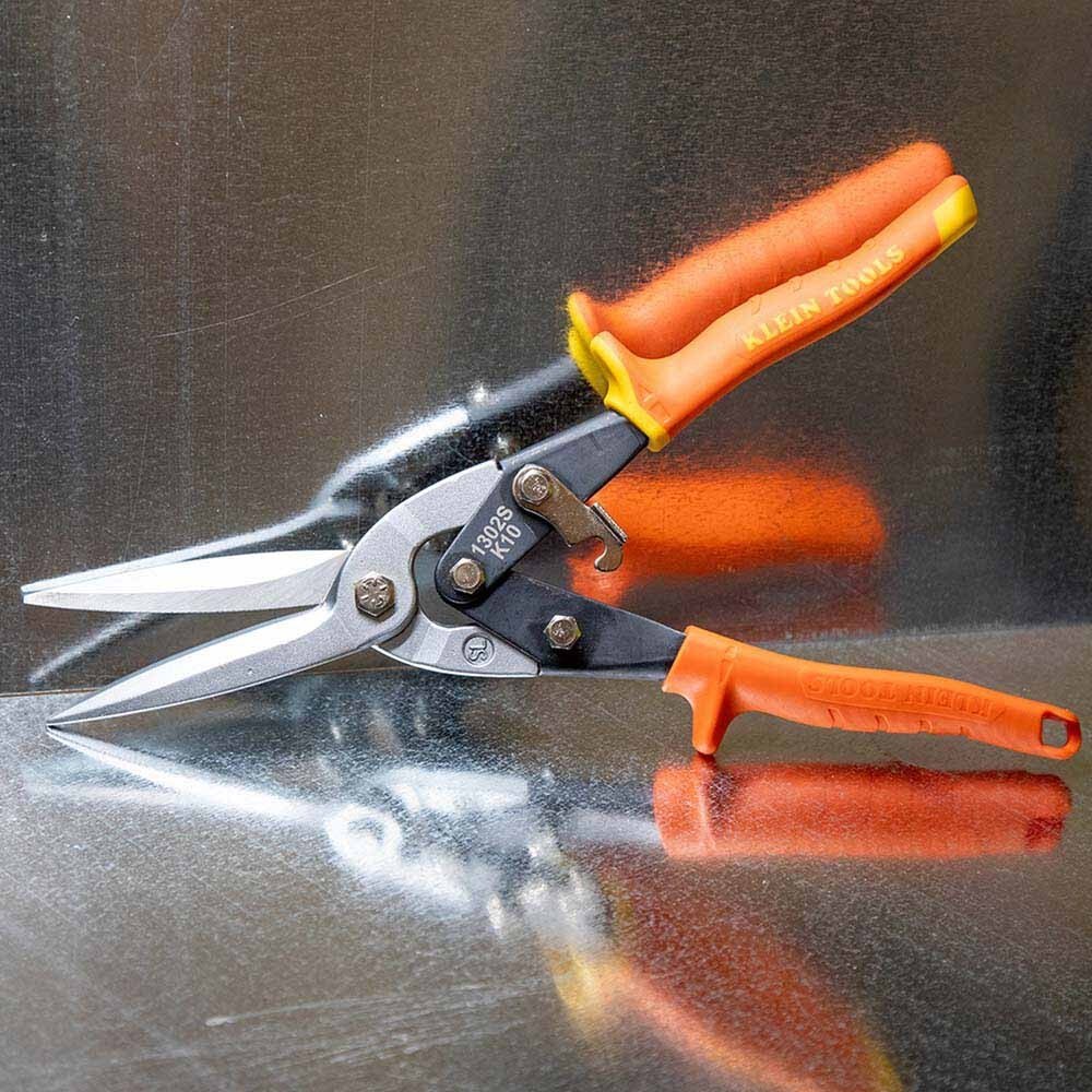Klein 1302S Long Cut Aviation Snips, Straight - 4