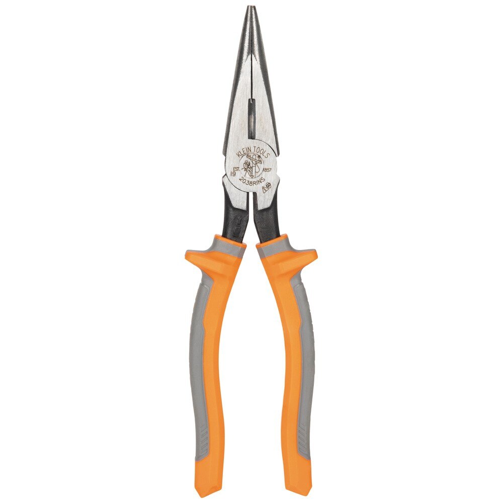 Klein 2038RINS Pliers, Long Nose Side-Cutters, Insulated, 8" - 2